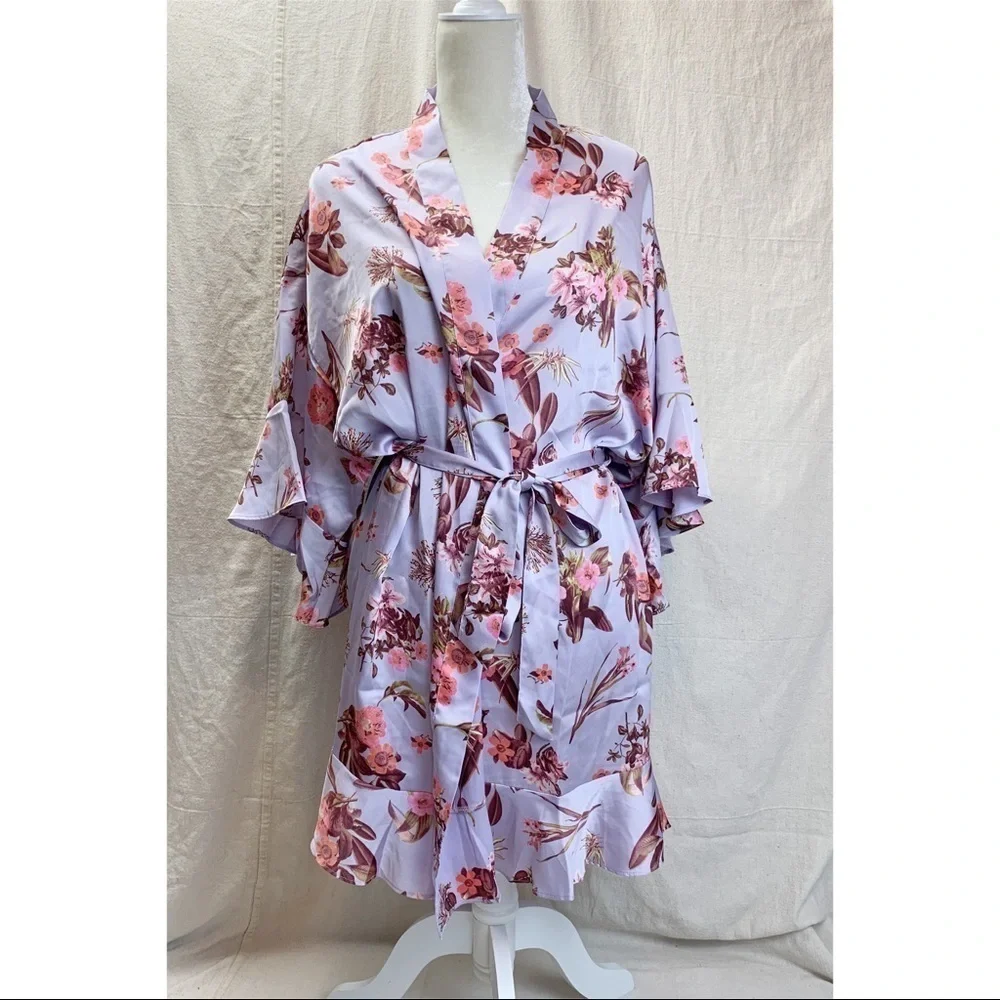 Victoria’s Secret Floral Ruffle Shortie Robe NWT
